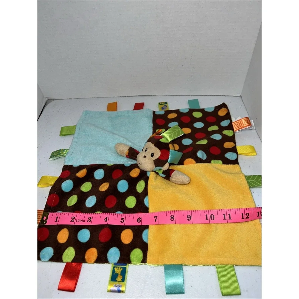 Taggies Mary Meyer Monkey Plush Dazzle Dots Baby Lovey Security Blanket Satin